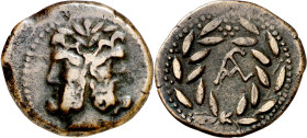 (s. II a.C.). Incierta Romano-Siciliana. As. (S. 1167 var., de Panormos) (CNG. II, 1690). Acuñada en ¿Lilybaion?. 5,44 g. MBC.
