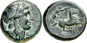 (287-278 a.C.). Sicilia. Siracusa. AE 23. (S. 1210) (CNG. II, 1447). Acuñada bajo Hiketas. 9,83 g. MBC+.