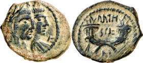 Arabia. Reino Nabateo. Aretas IV y Shaqilath (hacia 9 a.C. - 40 d.C.). AE 20. (S.GIC. 5699). 4,47 g. MBC+.