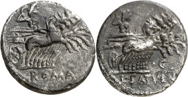 (hacia 104 a.C.). Gens Appuleia. Denario. (Bab. 3) (Craw. 317/2). 3,27 g. MBC.