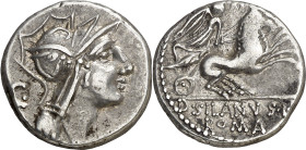 (91 a.C.). Gens Junia. Denario. (Bab. 15) (Craw. 337/3). 3,99 g. MBC+/MBC.