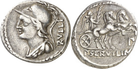 (hacia 100 a.C.). Gens Servilia. Denario. (Bab. 14) (Craw. 328/1). 3,84 g. MBC+.