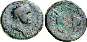 (70 d.C.). Vespasiano, Tito y Domiciano. Tarraco. As. (Spink 2407) (Co. 12) (RIC. 1321, mismos cuños) (ACIP. 4280, mismos cuños). Concreciones en reve...