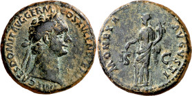 (90-91 d.C.). Domiciano. As. (Spink 2807) (Co. 332) (RIC. 708). 12,55 g. MBC.