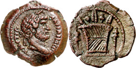 (135-137 d.C.). Adriano. Alejandría. Hemióbolo de bronce. (Spink 3828 sim) (Kampmann-Ganschow 32.719 ó 762). 5,49 g. MBC+.