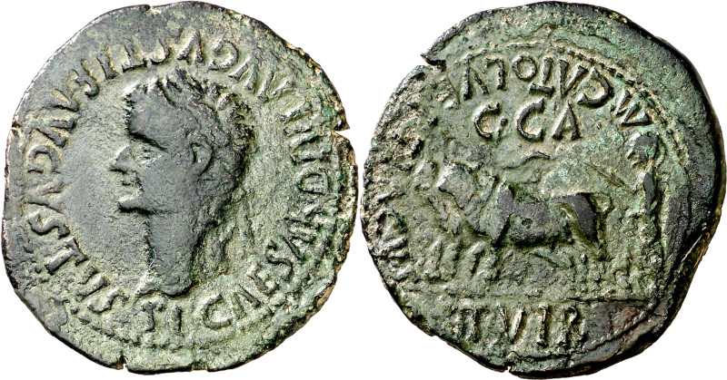 Tiberio. Caesaraugusta (Zaragoza). As. (FAB. 361) (ACIP. 3075). 10,65 g. MBC.