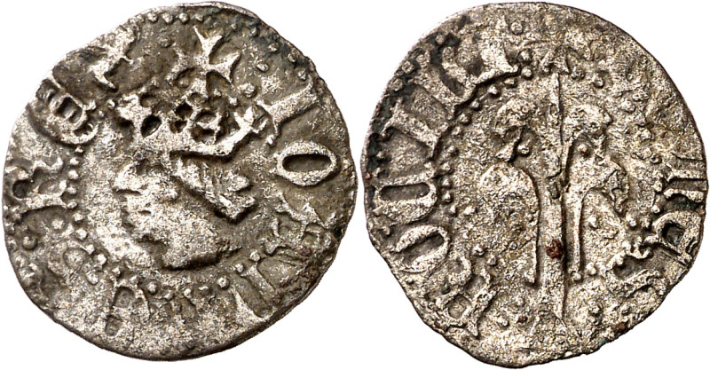 Joan II (1458-1479). Perpinyà. Diner. (Cru.V.S. 952) (Cru.C.G. 2991). Corona de ...