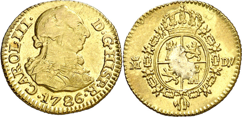 1786. Carlos III. Madrid. DV. 1/2 escudo. (AC. 1280). 1,71 g. MBC.