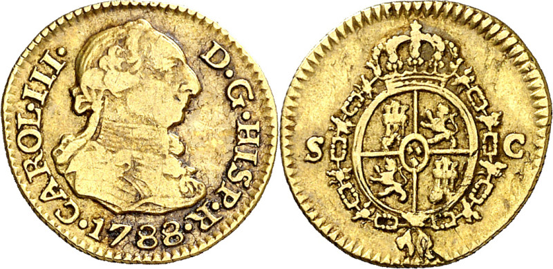 1788. Carlos III. Sevilla. C. 1/2 escudo. (AC. 1318). 1,75 g. MBC-.