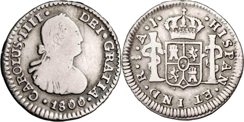 1800. Carlos IV. Santiago. AJ. 1/2 real. (AC. 347). Escasa. 1,67 g. BC.