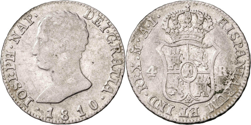 1810. José Napoleón. Madrid. AI. 4 reales. (AC. 14). 5,85 g. BC+.