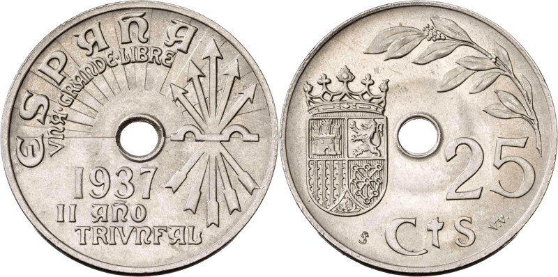 1937. Franco. Viena. SVV. 25 céntimos. (AC. 17). 7,04 g. S/C.