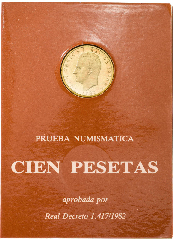 1982. Juan Carlos I. 100 pesetas. (AC. 125). En expositor de la FNMT. S/C.