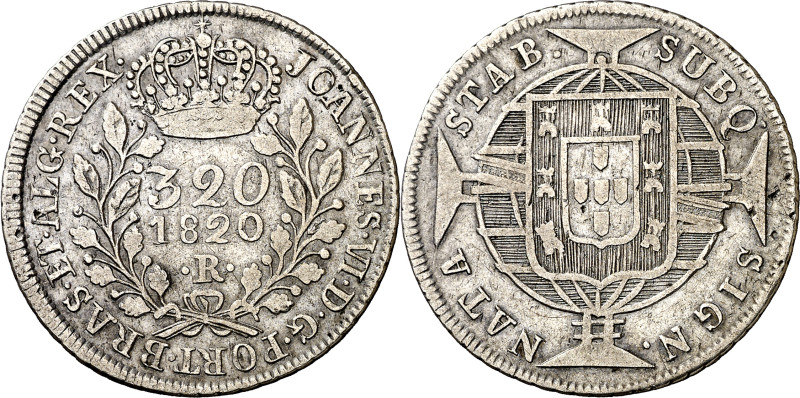 Brasil. 1820. Juan VI. R (Río). 320 reis. (KM. 324.2) (Gomes 19.04). AG. 8,67 g....