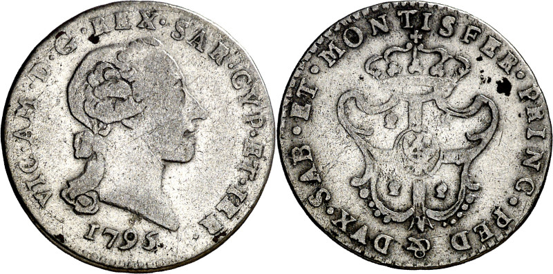 Italia. Cerdeña. 1795. Víctor Amadeo III. Turín. 1 real. (KM. 68). Escasa. Velló...