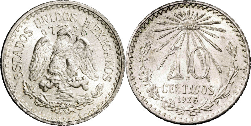 México. 1935. 10 centavos. (KM. 431). AG. 1,68 g. S/C.