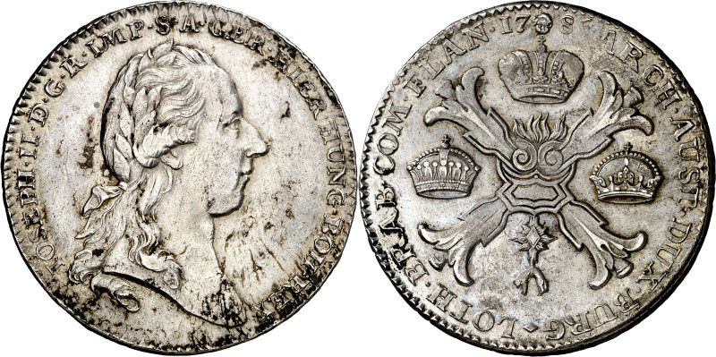 Países Bajos. Dominio austríaco. 1785. José II. Bruselas. 1 taler. (KM. 32). AG....