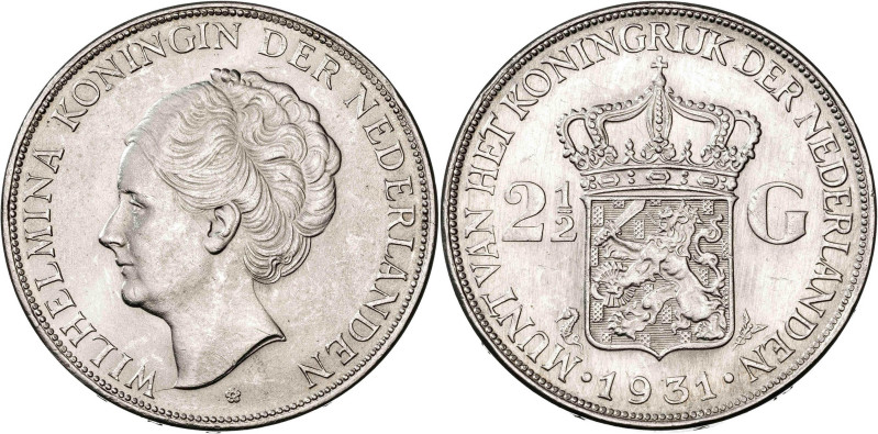 Países Bajos. 1931. Guillermina. 2 1/2 gulden. (KM. 165). AG. 24,98 g. EBC.