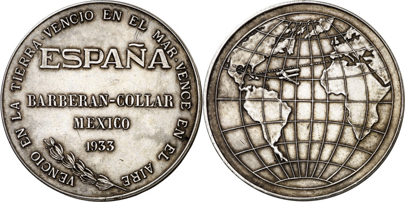 México. 1933. Vuelo de Barberán y Collar. (Grove II, 479a). Acuñación de 3146 pi...