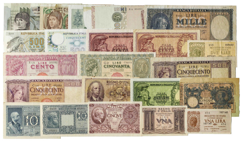 Italia. Lote de 23 billetes de distintos valores y fechas. BC+/EBC+.