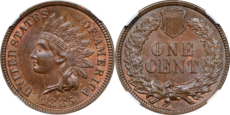 1885 Indian Cent. MS-65 BN (NGC).
PCGS# 2151. NGC ID: 228C.