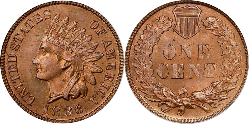 1886 Indian Cent. Type I Obverse. MS-63 BN (ANACS).
PCGS# 2155. NGC ID: 272Y.