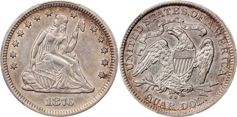 1876-CC Liberty Seated Quarter. AU Details--Cleaned (PCGS).
PCGS# 5502. NGC ID:...