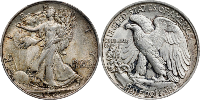 1921 Walking Liberty Half Dollar. AU-58 (PCGS). CAC.
PCGS# 6583. NGC ID: 24R6.