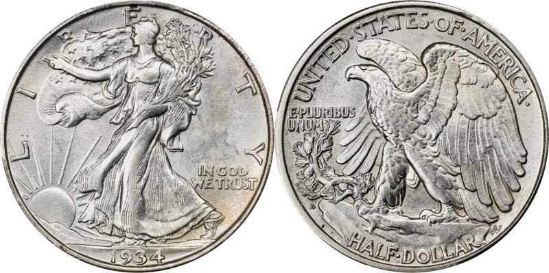 1934-D Walking Liberty Half Dollar. Unc Details--Cleaned (PCGS).
PCGS# 6593. NG...