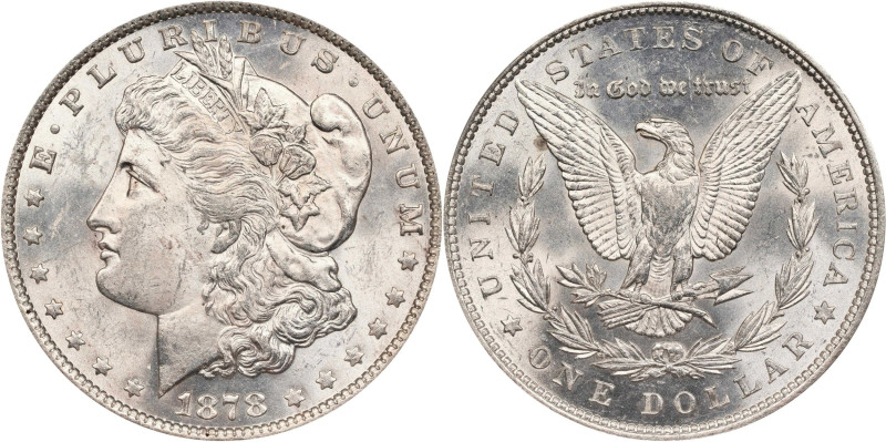 1878 Morgan Silver Dollar. 7 Tailfeathers. Reverse of 1879. MS-61 (ANACS).
PCGS...