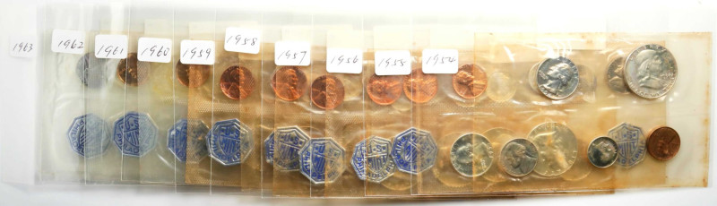 Complete Run of Proof Sets, 1954-1963. (Uncertified).
All sets are housed in ce...