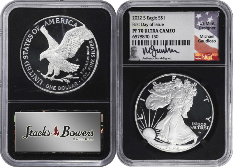 Lot of (2) 2022-S Silver Eagles. First Day of Issue. Proof-70 Ultra Cameo (NGC)....