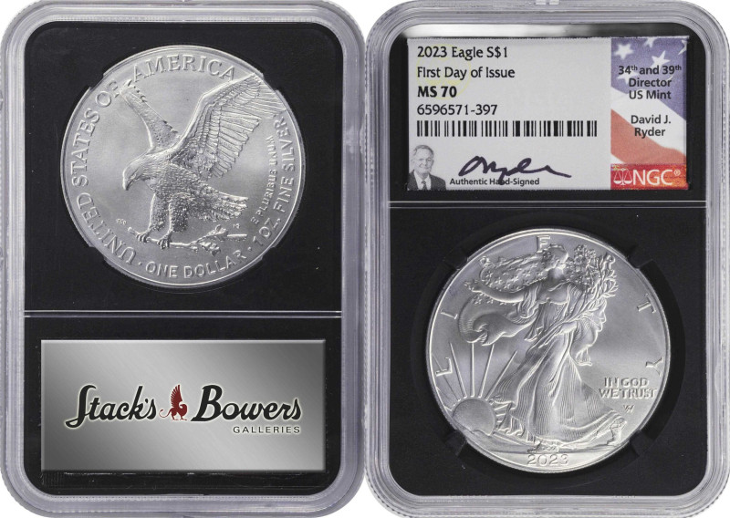 Lot of (4) 2020s Silver Eagles. First Day of Issue. MS-70 (NGC). U.S. Mint Direc...