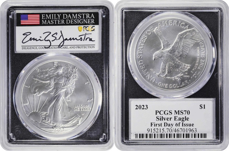 Lot of (4) 2020s Silver Eagles. First Day of Issue. MS-70 (PCGS). Master Designe...