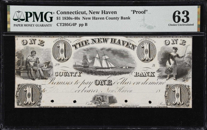 New Haven, Connecticut. New Haven County Bank. 18xx $1. PMG Choice Uncirculated ...