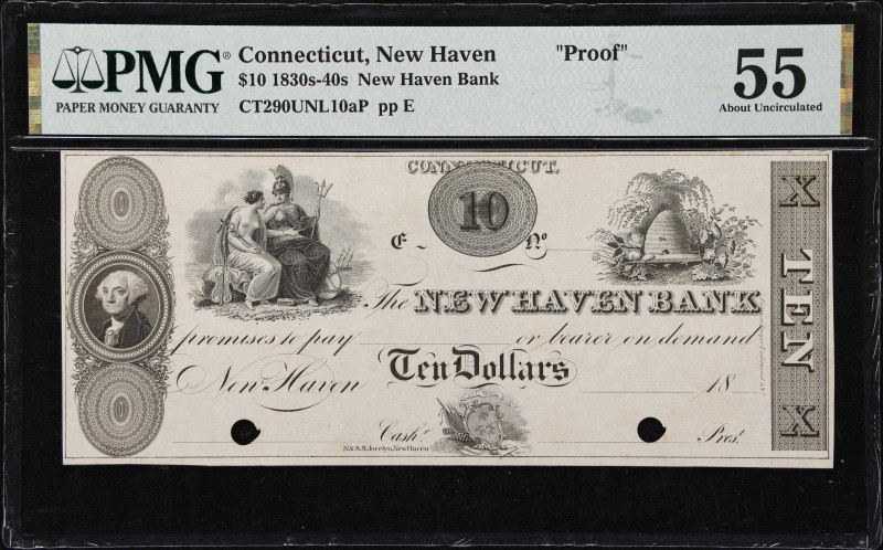 New Haven, Connecticut. New Haven Bank. 18xx $10. PMG About Uncirculated 55. Pro...