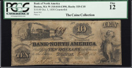 Boston, Massachusetts. Bank of North America. 1850 $10. PCGS Currency Fine 12. Contemporary Counterfeit.
No. 65. Plate A. Counterfeit. Passenger trai...