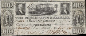 Brandon, Mississippi. Mississippi & Alabama Rail Road Company. 1858 $100. Very Fine.
No. 348. Plate B. A rather attractive Obsolete from the Deep Sou...