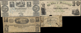 Lot of (4) Mixed Towns, Mississippi. Mixed Banks. 1834-62 25 Cents, $10, $20 & $100. Very Good to Very Fine.
An assemblage of various Obsolete notes ...