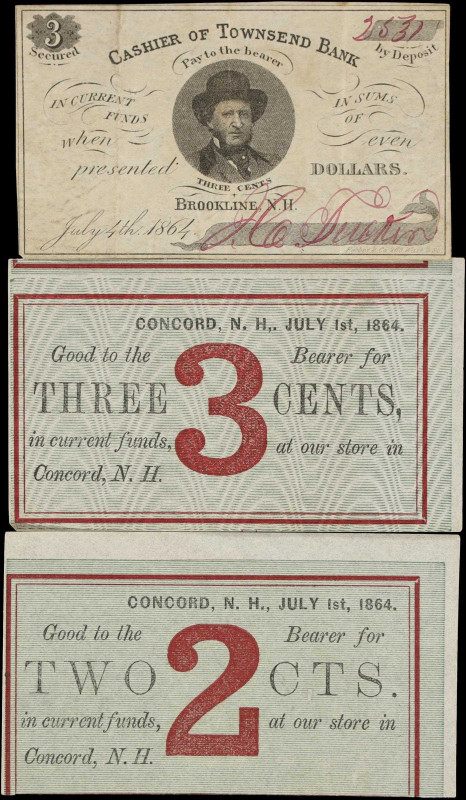 Lot of (3) Brookline & Concord, New Hampshire. Townsend Bank & Unknown Issuer. 1...