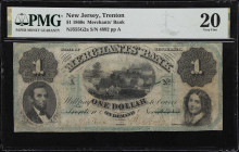 Trenton, New Jersey. Merchants' Bank. 18xx $1. PMG Very Fine 20.
No. 4892. Plate A. An attractive albeit well circulated note from New Jersey that be...