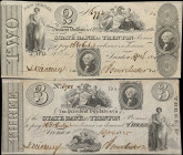 Lot of (2) Trenton, New Jersey. State Bank at Trenton. 1825-26 $2 & $3. About Uncirculated to Choice Uncirculated.
A pair of fully signed and issued ...