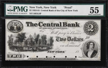 New York, New York. Central Bank of the City of New York. 18xx $2. PMG About Uncirculated 55. Proof.
Imprint of Toppan, Carpenter, Casilear & Co. Ind...