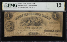 New York, New York. Corn Exchange Bank. 186x $1. PMG Fine 12.
No. 3183. Plate A. Imprint of the American Bank Note Co. New-York. Sailor and famer sea...