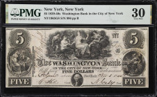 New York, New York. Washington Bank in the City of New York. 1840 $5. PMG Very Fine 30.
Imprint of Rawdon, Wright, & Hatch New York. No. 986. Plate B...