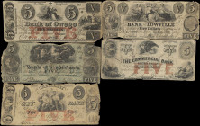 Lot of (5) Mixed Towns, New York. Mixed Banks. 1858-64 $5. Very Good to Fine.
An assemblage of various Obsolete notes from New York representing the ...