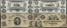 Lot of (4) Newport & Providence, Rhode Island. Bank of the Republic & New England Commercial Bank. 18xx-55 $1 & $2. Very Good to Gem Uncirculated.
An...