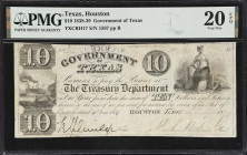 Houston, Texas. Government of Texas. 1839 $10. PMG Very Fine 20 EPQ.
No. 1587. Plate B. Issued at the Republic's penultimate capital in Houston, this...