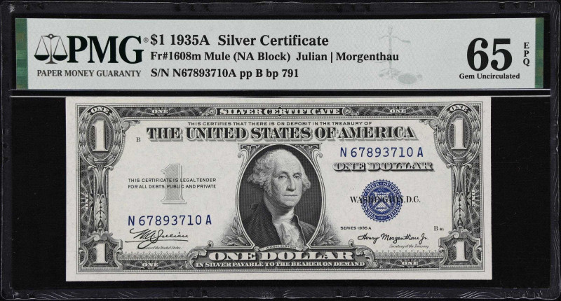 Lot of (3) Fr. 1608m. 1935A $1 Silver Certificate Mule Notes. PMG Choice Uncircu...