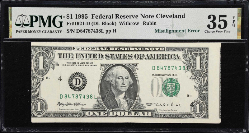 Fr. 1921-D. 1995 $1 Federal Reserve Note. Cleveland. PMG Choice Very Fine 35 EPQ...